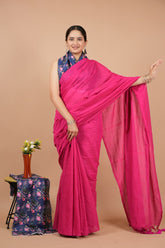 Stylish Pink Modal Silk Saree with Blouse Piece