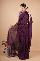 Graceful Dark Purple Modal Silk Saree with Matching Blouse Piece