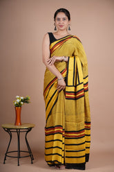 Beautiful Pure Modal Silk Saree – Mustard Yellow with Maroon Traditional Buta Design