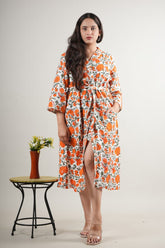 Premium Cotton Handblock Printed Robe Dress for Women