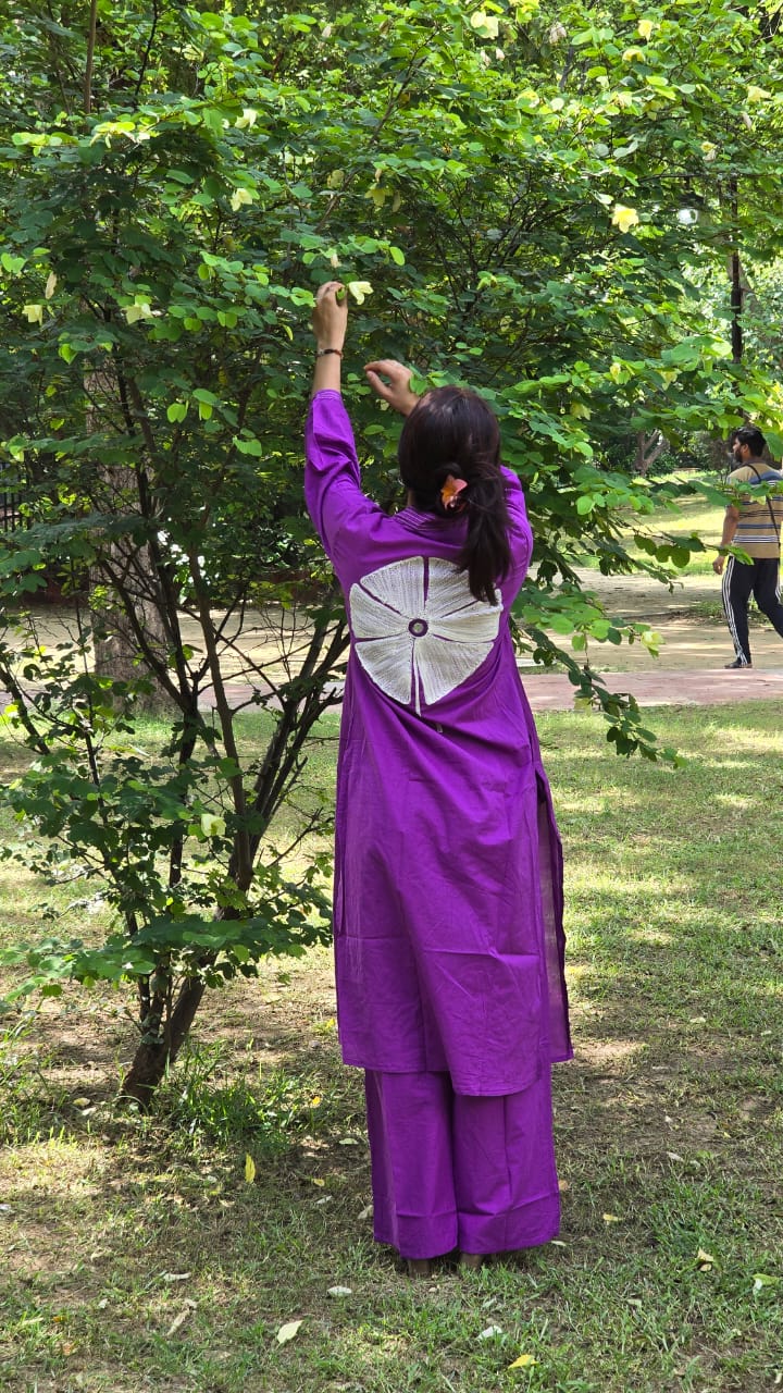 Elegant Purple Kurta Set for Women with Embroidered Back