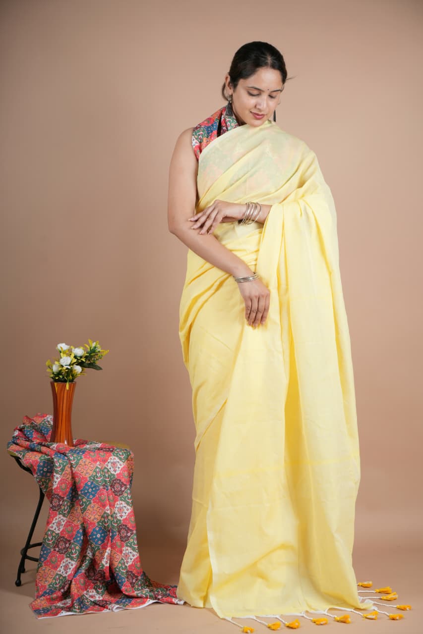 Classic Maroon Pure Cotton Saree with Matching Blouse Piece