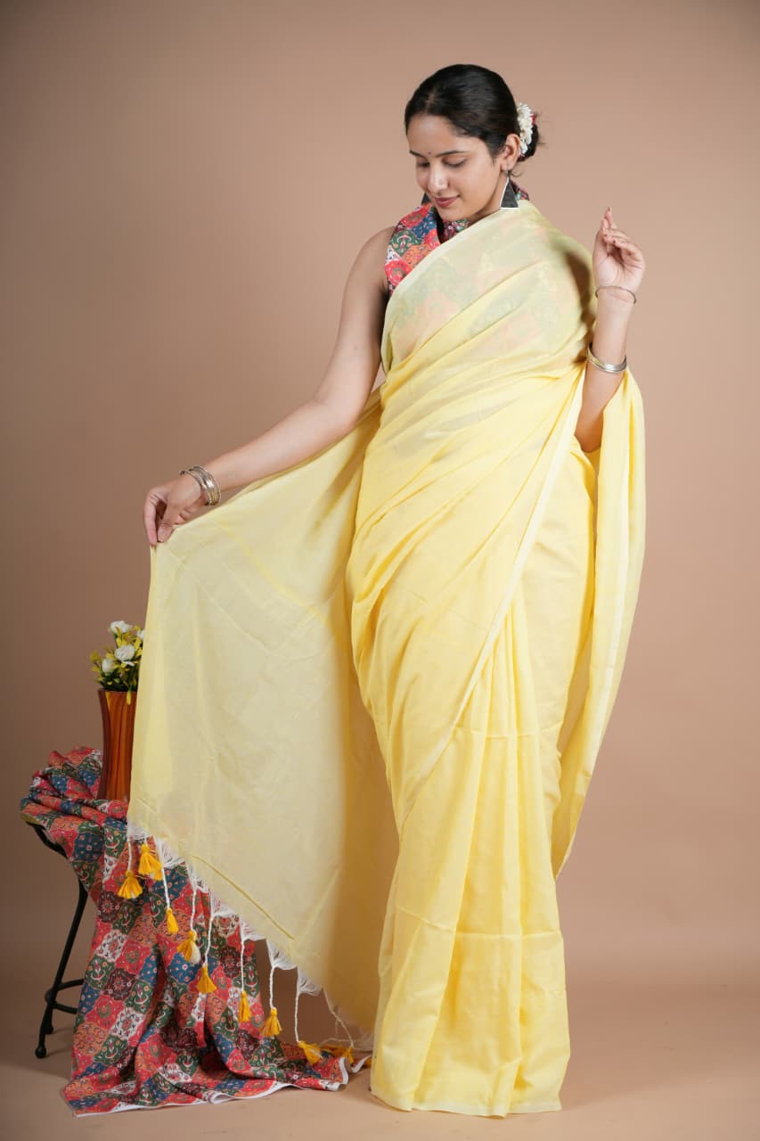 Classic Maroon Pure Cotton Saree with Matching Blouse Piece