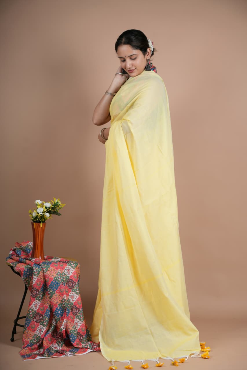 Classic Maroon Pure Cotton Saree with Matching Blouse Piece